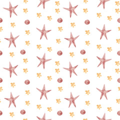 Seamless pattern with hand drawn painted stars. Ink illustration. Modern painted ornament for wrapping paper. Hand drawn stars elements.