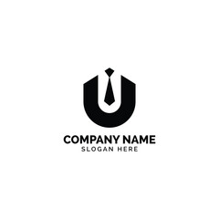 U letter tie logo design concept