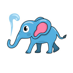 Cute elephant cartoon isolated on white background, vector