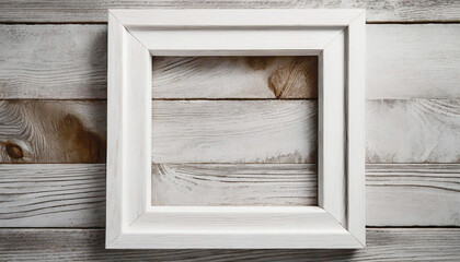Rectangular white wooden frame filled.