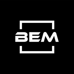 Initial letter BEM logo design. BEM logo design inside square.