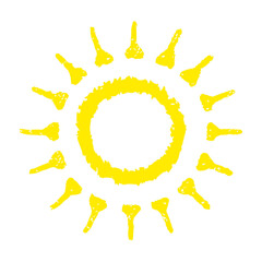 Hand painted sun symbol, hand drawn with crayon. Png clipart isolated on transparent background - 776266930