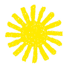 Hand painted sun symbol, hand drawn with crayon. Png clipart isolated on transparent background - 776266950