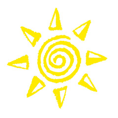 Hand painted sun symbol, hand drawn with crayon. Png clipart isolated on transparent background - 776266952