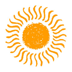 Hand painted sun symbol, hand drawn with crayon. Png clipart isolated on transparent background - 776266960