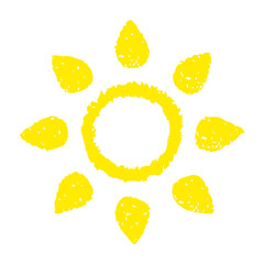 Hand painted sun symbol, hand drawn with crayon. Png clipart isolated on transparent background - 776266964