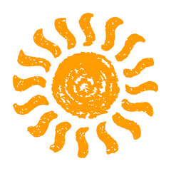 Hand painted sun symbol, hand drawn with crayon. Png clipart isolated on transparent background - 776266967
