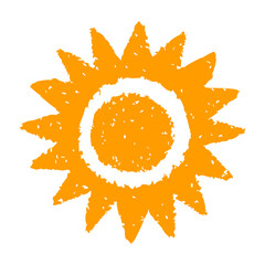Hand painted sun symbol, hand drawn with crayon. Png clipart isolated on transparent background - 776266975