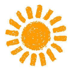 Hand painted sun symbol, hand drawn with crayon. Png clipart isolated on transparent background - 776266978