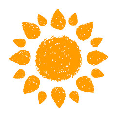 Hand painted sun symbol, hand drawn with crayon. Png clipart isolated on transparent background - 776266980