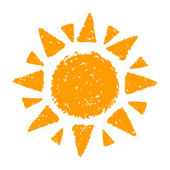 Hand painted sun symbol, hand drawn with crayon. Png clipart isolated on transparent background - 776266990