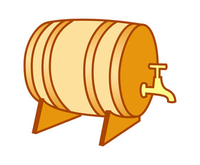 Wooden beer barrel with tap. Png clipart isolated on transparent background - 776267732