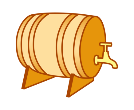 Wooden beer barrel with tap. Png clipart isolated on transparent background - Powered by Adobe