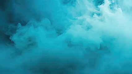 Smoke Cyan, Teal background dark light bad fog mist. Background smoke cloud field dust - obrazy, fototapety, plakaty