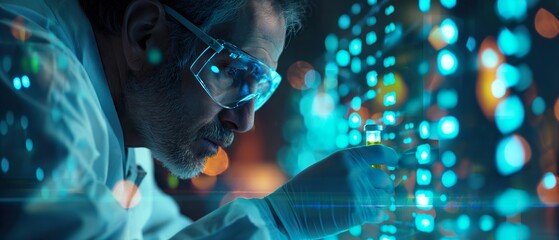 biology medical researcher scrutinizes a new biology medical breakthrough, combining expertise with cutting-edge biology medical procedures