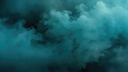Smoke Gray, Teal background dark light bad fog mist. Background smoke cloud field dust - obrazy, fototapety, plakaty