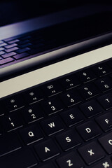 Closeup of a laptop's keyboard. Concept of writing, creating, writing a code, and IT. - 776271929