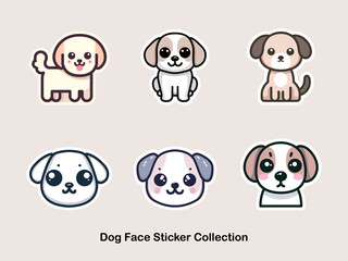 cute cartoon dog face sticker in vector