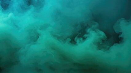Smoke Green, Teal background dark light bad fog mist. Background smoke cloud field dust - obrazy, fototapety, plakaty