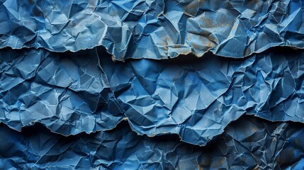   A crinkled blue paper with numerous folds in its center, partly hidden by being folded in half