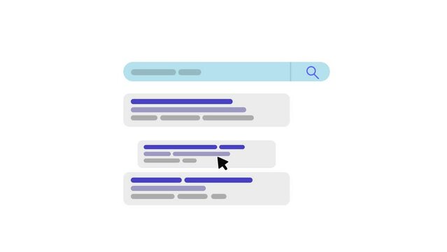 Website SEO Marketing Animation. cursor types, 3 pages appear, cursor drags 3rd page to 1st. animated badge appear. Available in white and transparent background