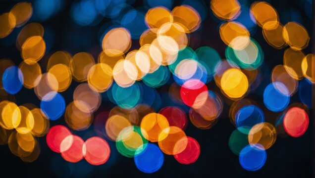 Out of focus lights creating a bokeh effect with vibrant colors and abstract shapes