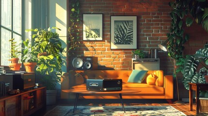 Naklejka premium Illustrate the distinctive atmosphere of an apartment