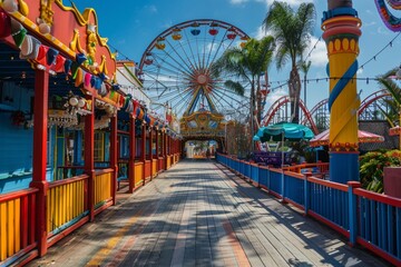 Amusement park in Santa Monica - obrazy, fototapety, plakaty