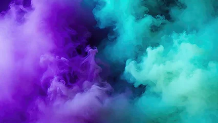 Poster Smoke Purple, Teal background dark light bad fog mist. Background smoke cloud field dust © Reazy Studio