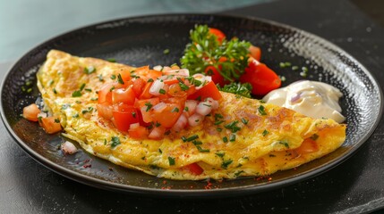 The dish of Venezuela. Perico Venezuelano - chopped omelet with onions, tomatoes and butter.