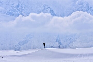 skier on the top of mountain