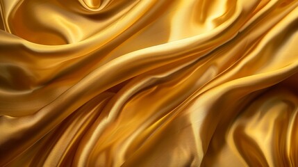 Stunning gold silk fabric swirls gracefully in the wind, adding an air of luxury and elegance to any design.