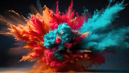 Smoke Red, Teal background dark light bad fog mist. Background smoke cloud field dust