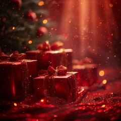 Enchanted Gifts with Luminous Effects on Red, Esoteric Theme
