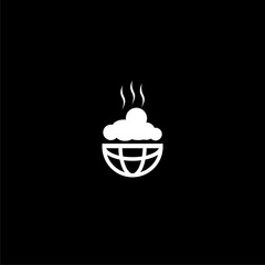 Global warming icon simple sign isolated on black 