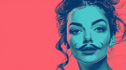 Woman With Moustache Drawing
