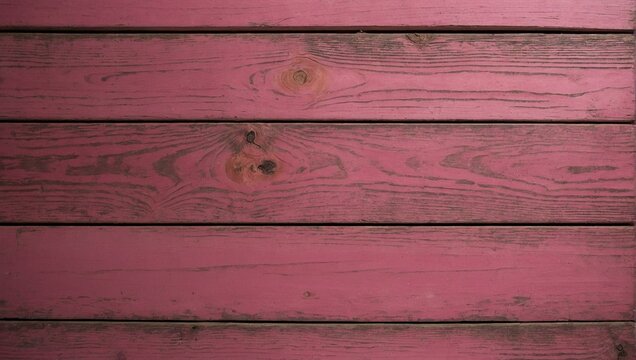 A close-up image showing the details of pink painted wooden planks with natural grain patterns