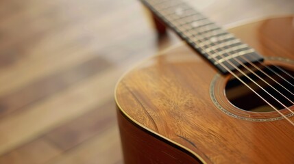 Fototapeta premium acoustic guitar close up view generative ai