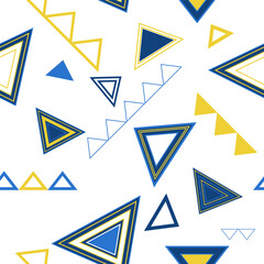 Seamless pattern of triangles. Geometric triangles. Bright seamless pattern. Design of fabric, wallpaper, wrapping paper. Vector