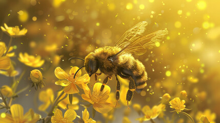 Buzzing Joy: Delighted Bee Blog Feature Background

