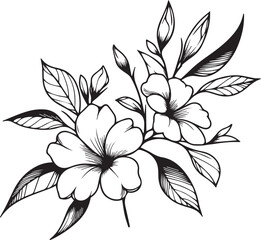 Delicate Allamanda cathartic tattoo. Allamanda cathartic vector illustration, beautiful Allamanda cathartic flower bouquet, hand-drawn coloring pages and book of artistic, blossom yellow rose