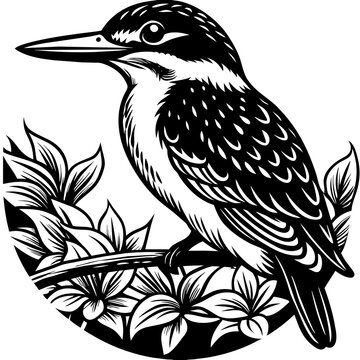 recommend clip art: Minimalist Kingfisher bird silhouette "Jungle With Kingfisher And Flowers" Kingfisher Clipart - | adobe stock