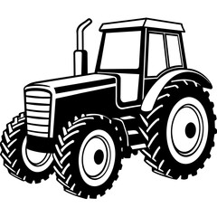 Modern Farm tractor Agriculture Farming Tractor Silhouette Vector Art Rustic Tractor Drawing in Monochrome clipart | Adobe Stock