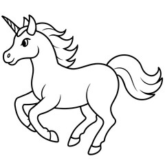 Premium Line art | Outline | Vector | Unicorn Vector Art- adobe stock