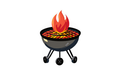 illustrazione di barbecue, braciere con carbonella che arde