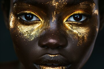 Fototapeta premium Portrait of an African-American female model with elaborate makeup