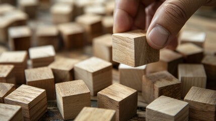 wooden cube held by one hand generative ai