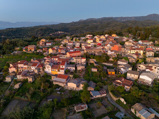 Fototapeta na wymiar Panoramic drone view of valanio village in corfu island,Greece
