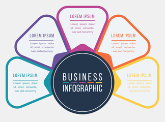 Business Infographic 5 Steps, objects, elements or options infographics design template for business information - obrazy, fototapety, plakaty
