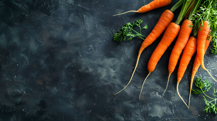 Carrots on a solid background with copy space for text